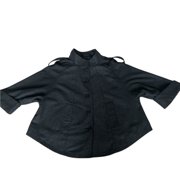 Sandro - Wool blend - Gray Button-Front Cape Coat - Medium - Picture 9 of 13